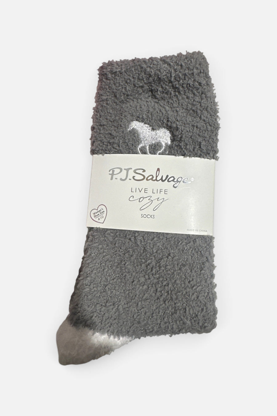 PJ Salvage Fun Socks Grey Horse – front view