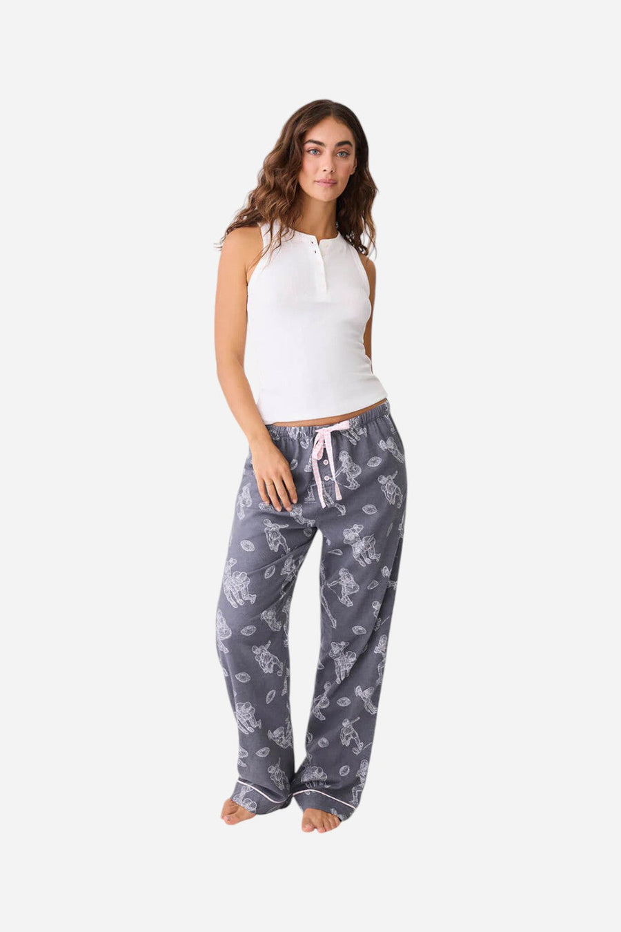 PJ Salvage Game Day Flannel Pants Charcoal – flat lay