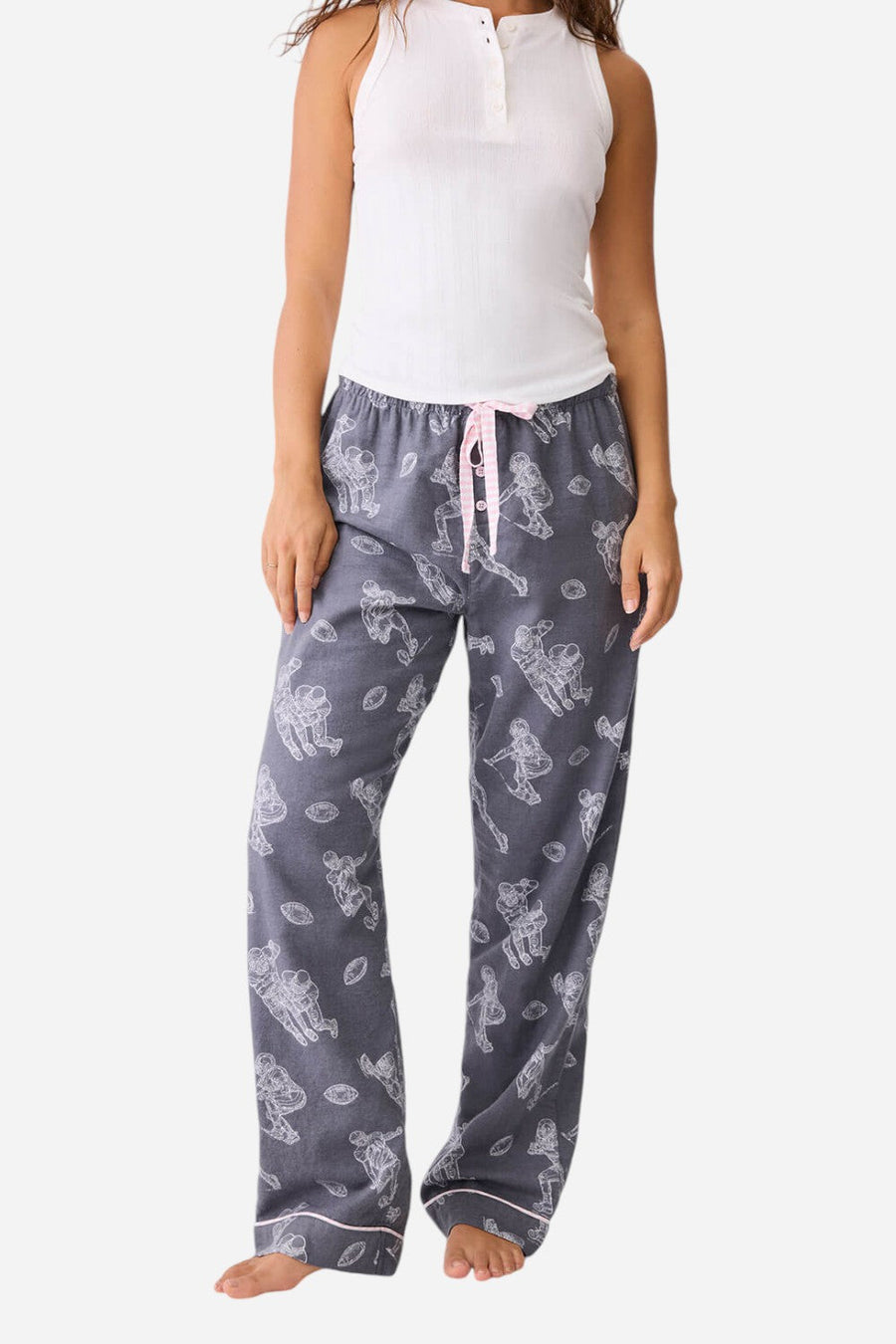 PJ Salvage Game Day Flannel Pants Charcoal – front view