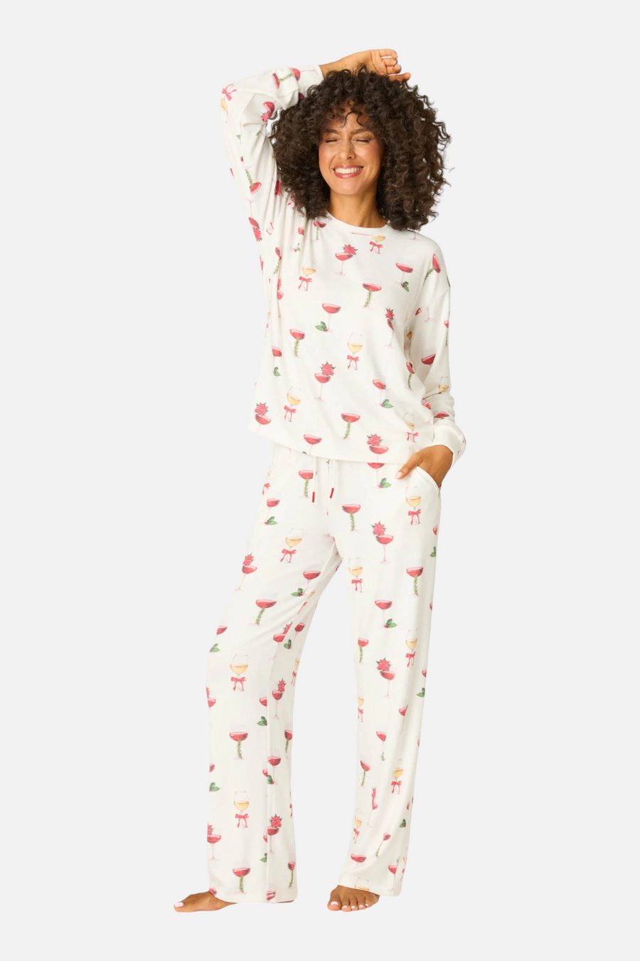 PJ Salvage Let's Get Toasty Pants in Ivory – side view