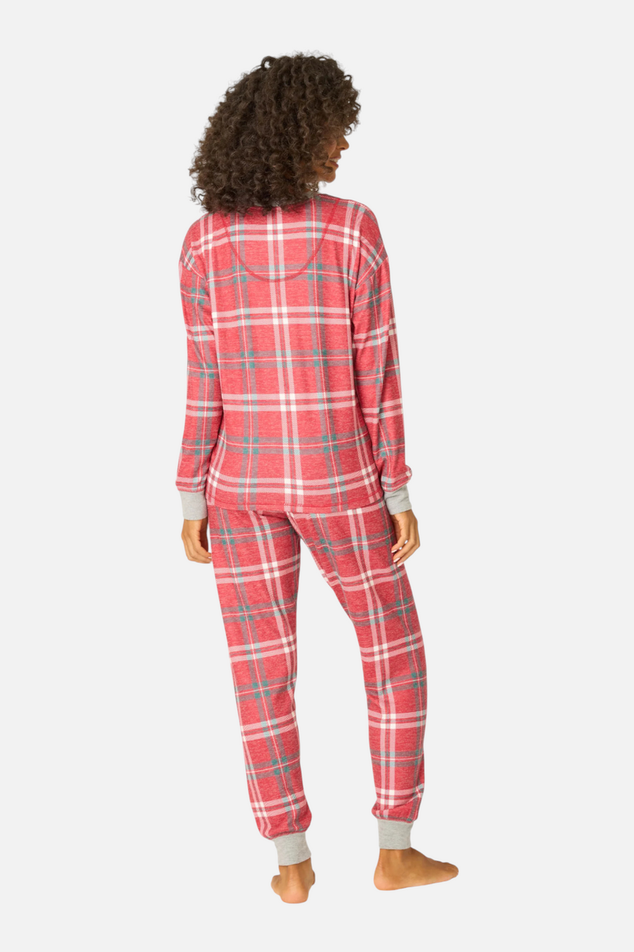 PJ Salvage Lets Get Toasty Plaid Long Sleeve in Samba Red – side view