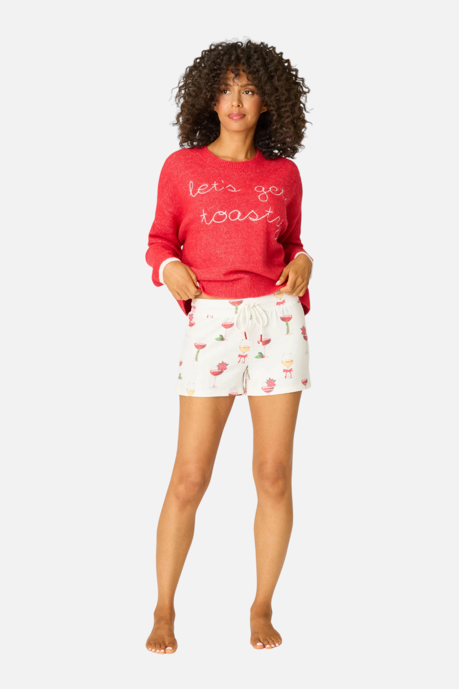 PJ Salvage Let's Get Toasty Shorts in Ivory – front view