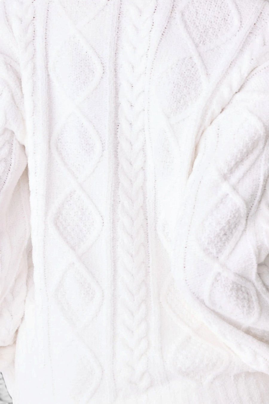 PJ Salvage Long Sleeve Cable Crew Top Ivory – alternate