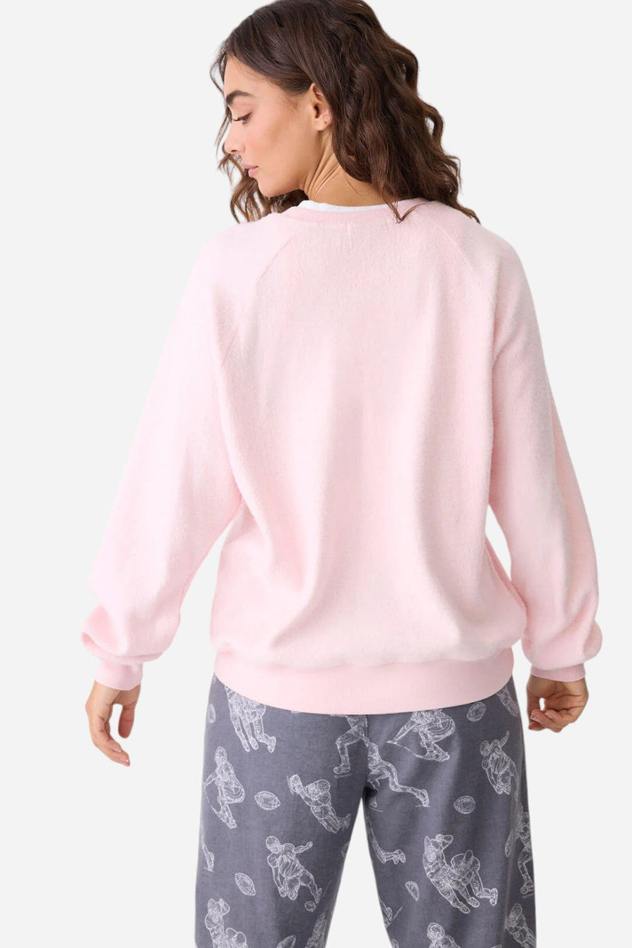 PJ Salvage Long Sleeve Game Day Sweater in Blush – detail