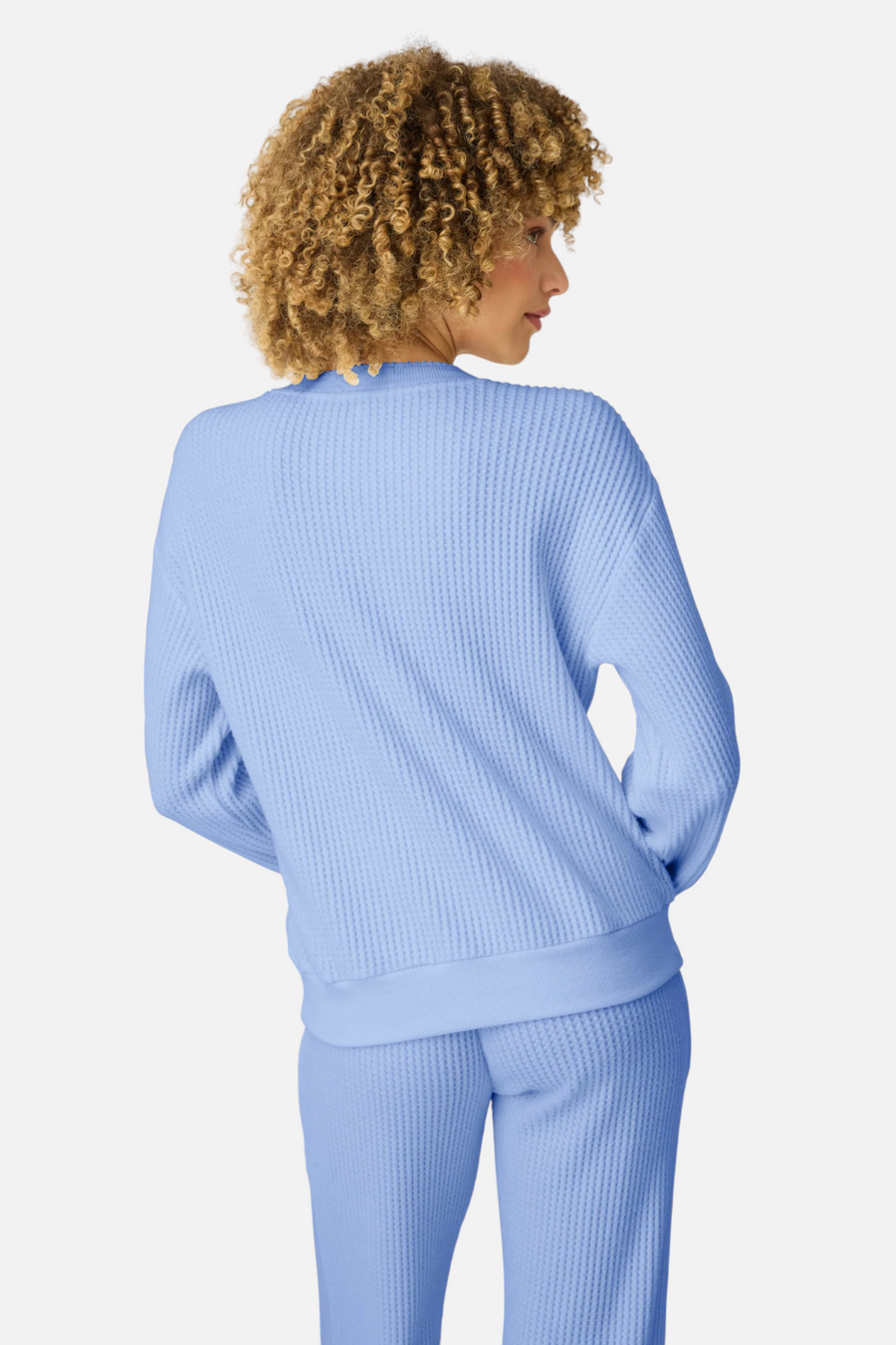 PJ Salvage Morning Waffles Long Sleeve Top in Periwinkle – detail