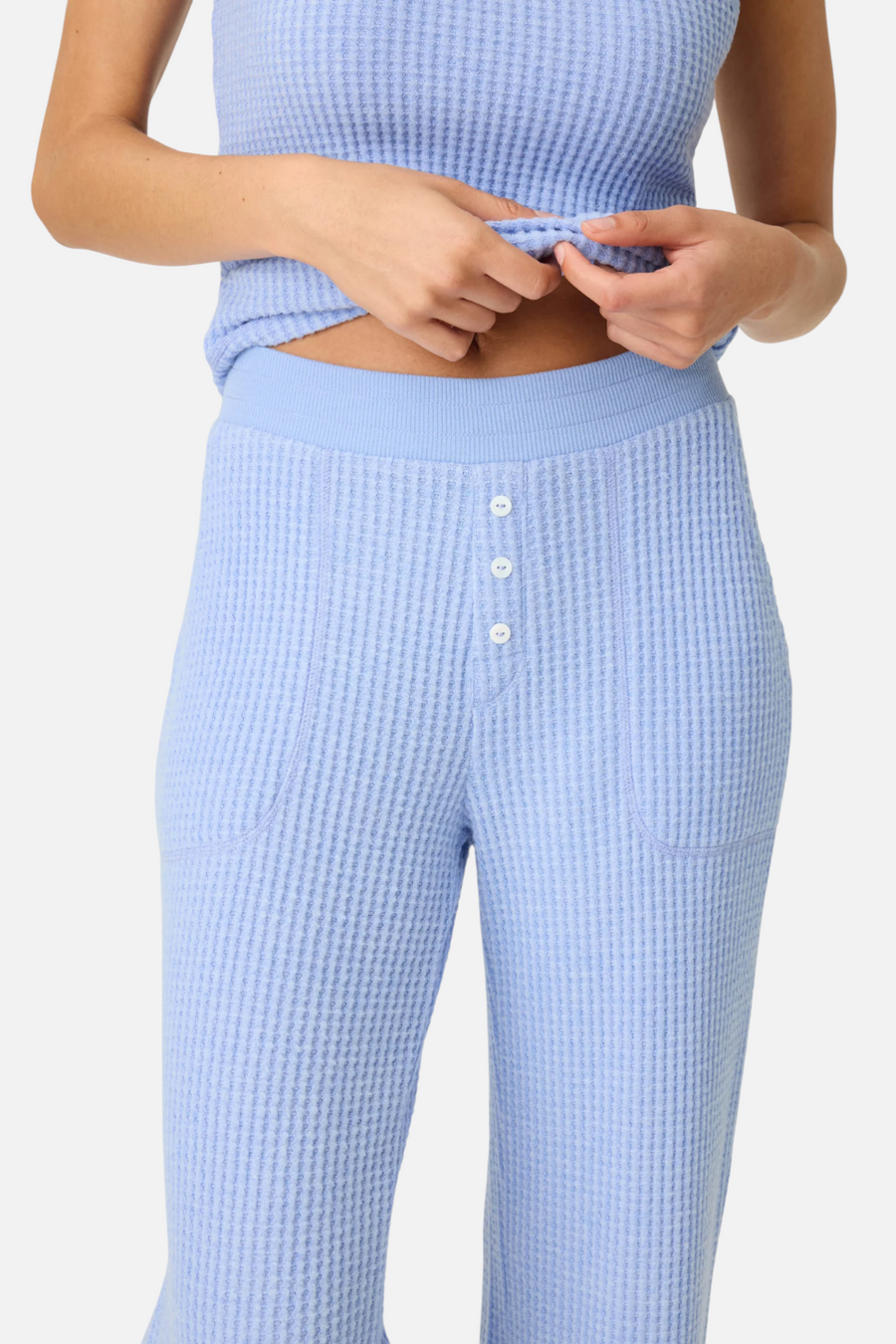 PJ Salvage Morning Waffles Pant in Periwinkle – back view