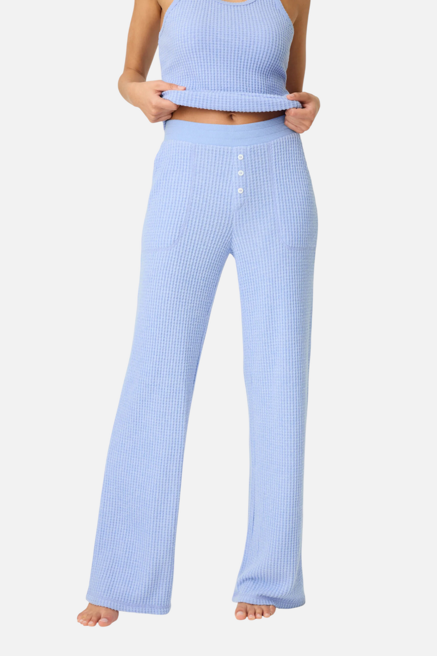 PJ Salvage Morning Waffles Pant in Periwinkle – front view