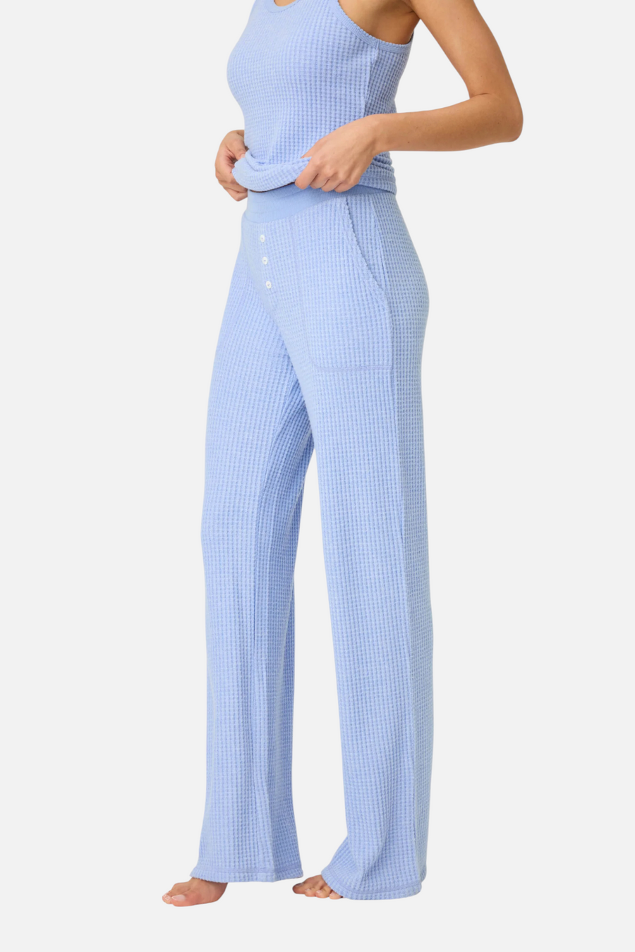 PJ Salvage Morning Waffles Pant in Periwinkle – side view