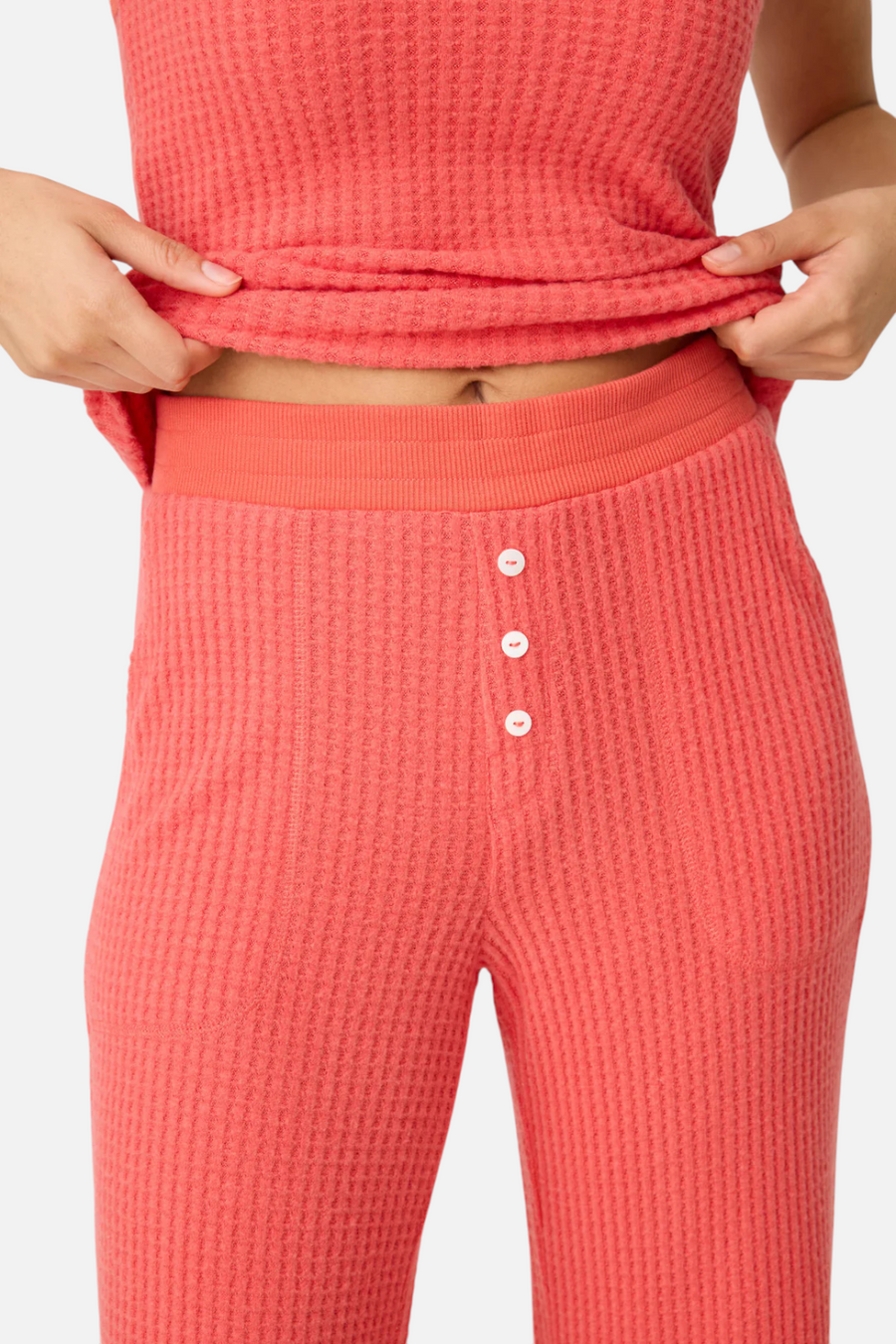 PJ Salvage Morning Waffles Pant in Scarlet Red – back view