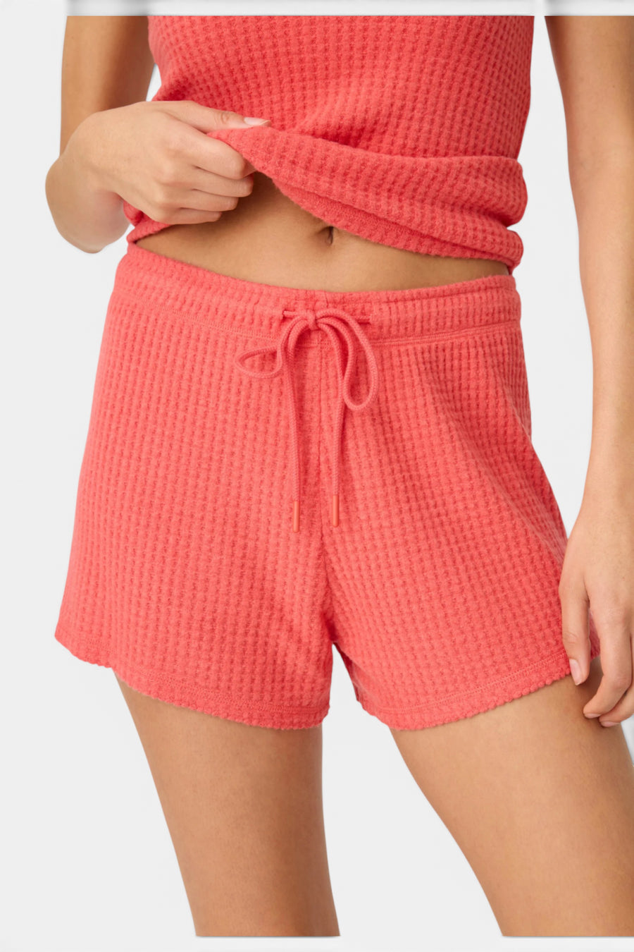 PJ Salvage Morning Waffles Short in Scarlet Red – back view