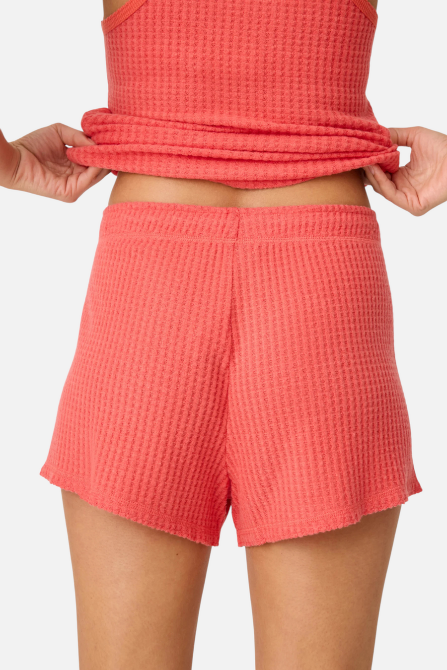 PJ Salvage Morning Waffles Short in Scarlet Red – detail