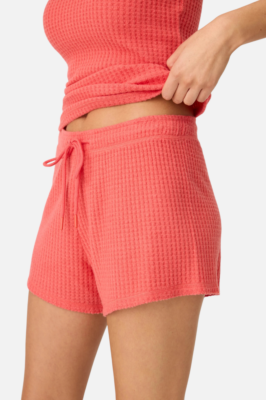 PJ Salvage Morning Waffles Short in Scarlet Red – side view