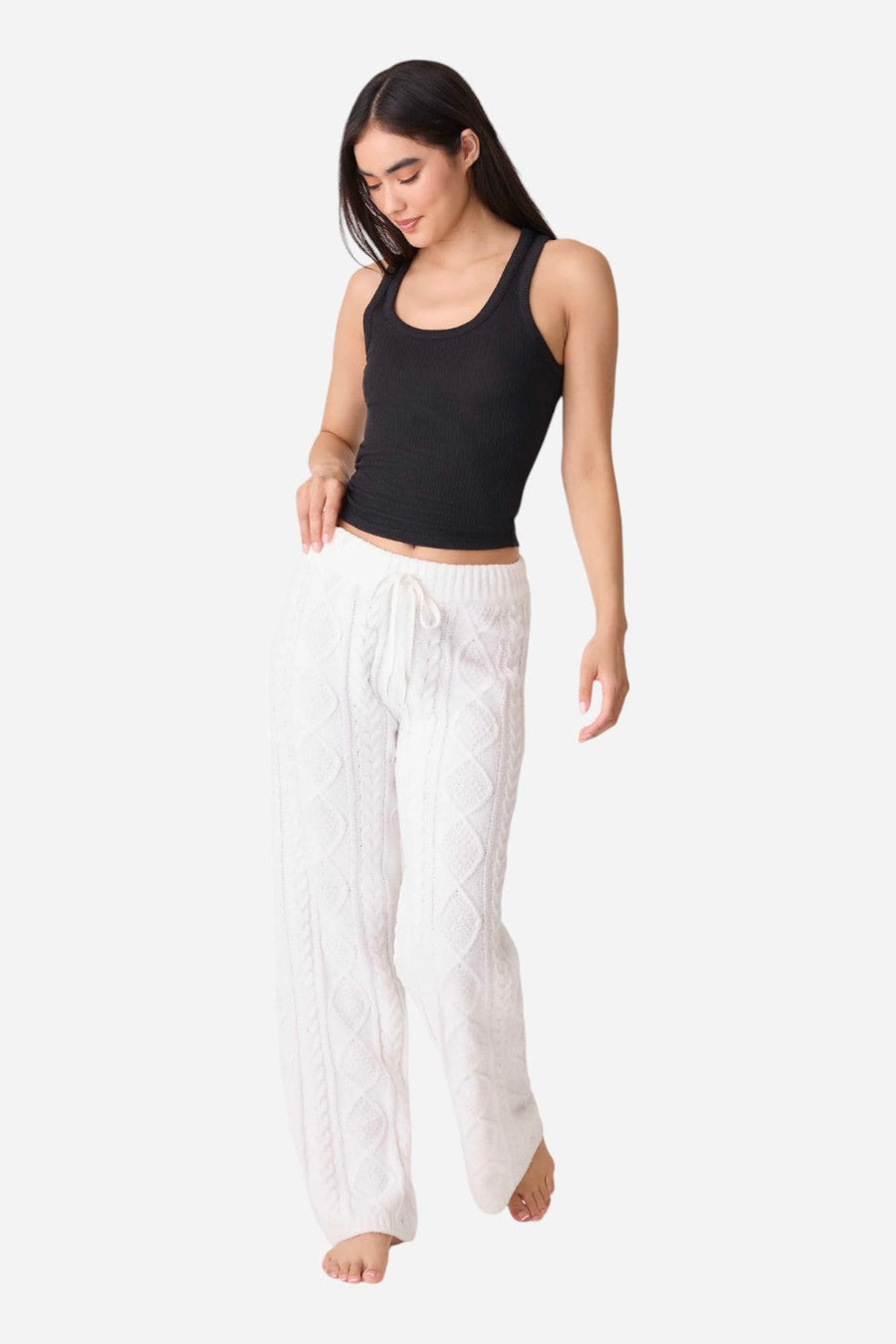 PJ Salvage Pant Cable Crew Ivory – flat lay