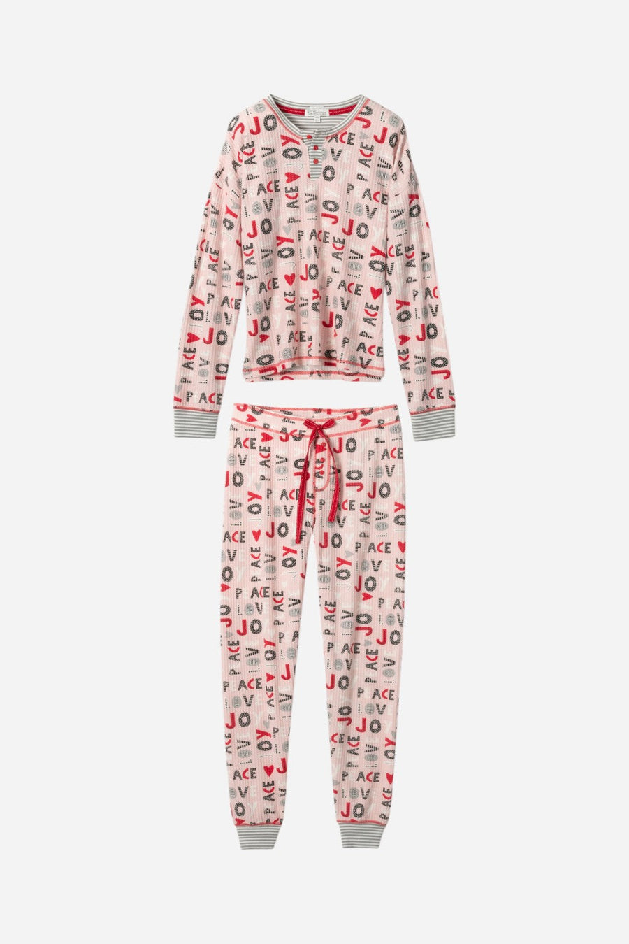 PJ Salvage Peace & Joy Waffle Thermal Ski Jammie Set – back view