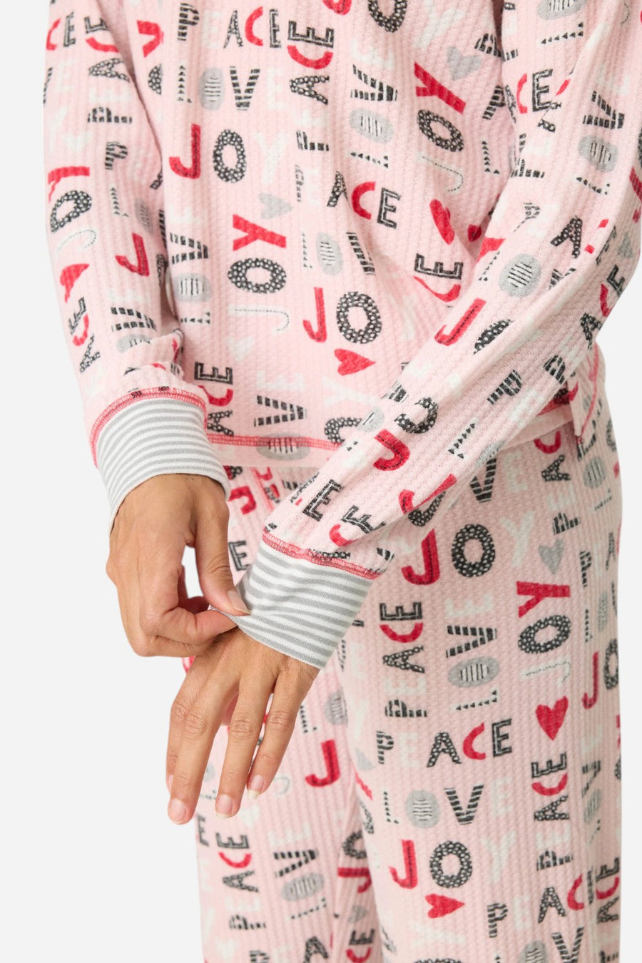 PJ Salvage Peace & Joy Waffle Thermal Ski Jammie Set – side view