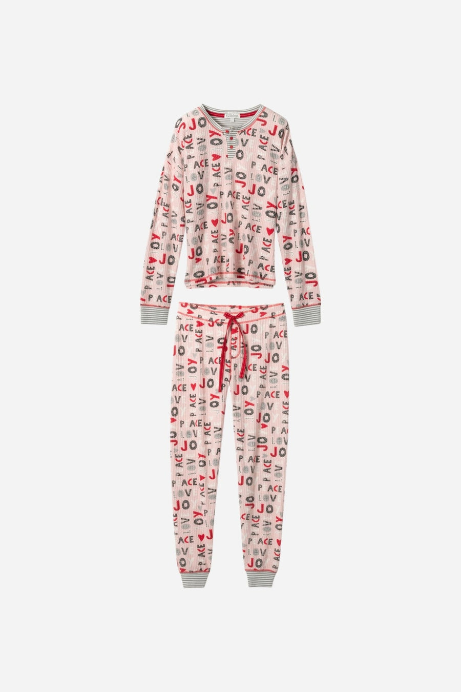 PJ Salvage Peace & Joy Waffle Thermal Ski Jammie Set – side view