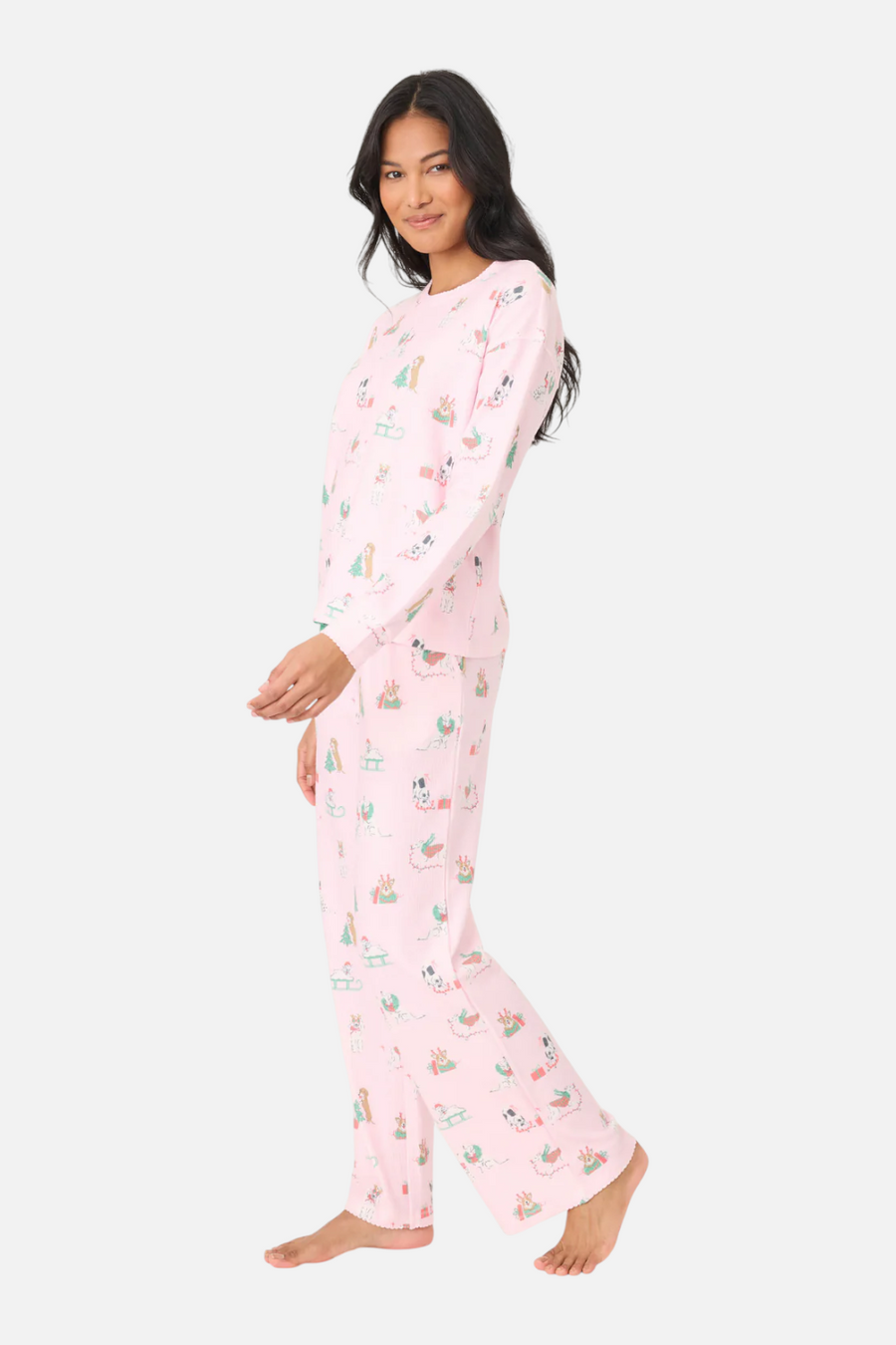 PJ Salvage Peace & Pawlidays Dog Print Top in Pink – back view