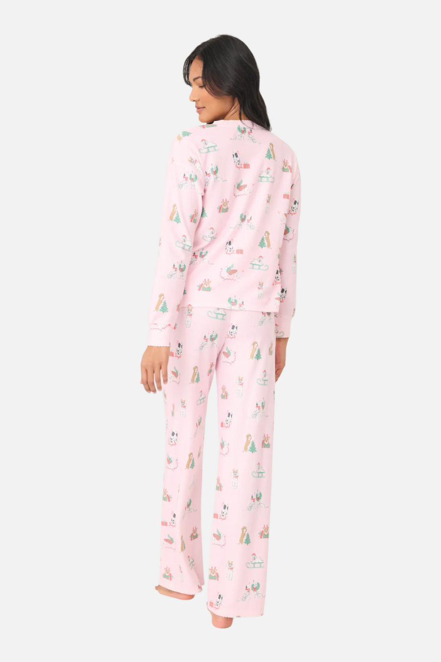 PJ Salvage Peace & Pawlidays Dog Print Top in Pink – side view
