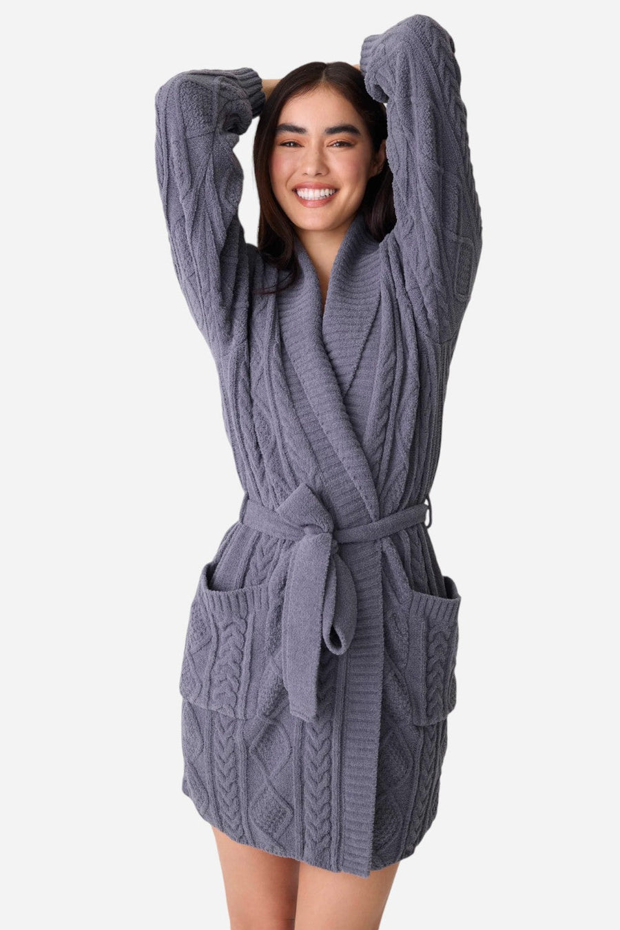 PJ Salvage Robe Cable Crew Charcoal – back view