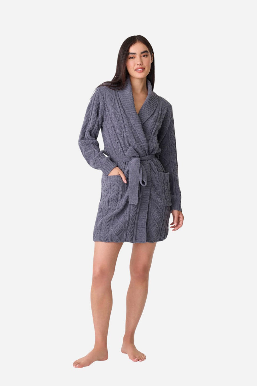 PJ Salvage Robe Cable Crew Charcoal – front view