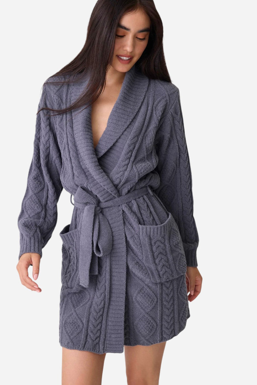 PJ Salvage Robe Cable Crew Charcoal – side view