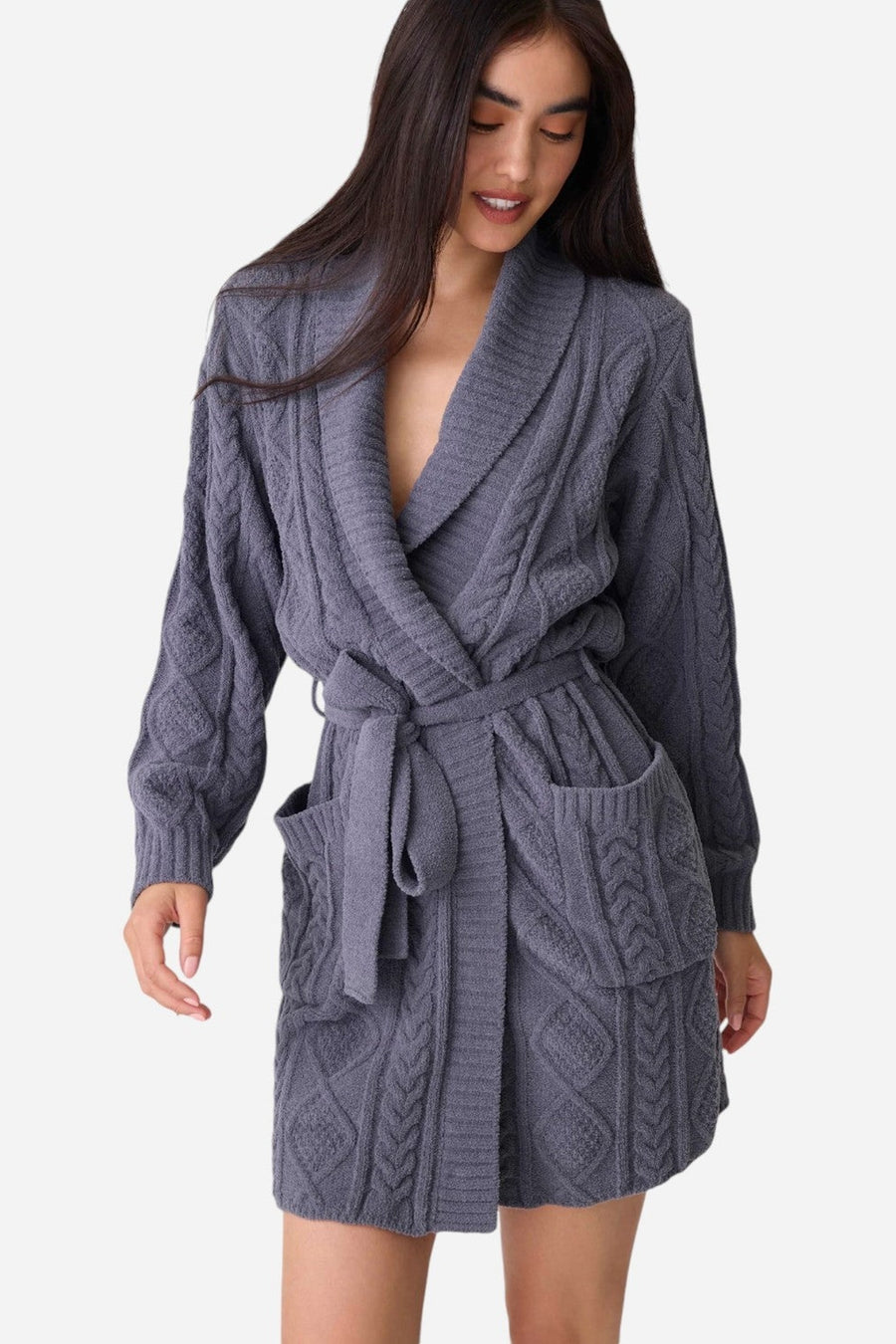 PJ Salvage Robe Cable Crew Charcoal – side view
