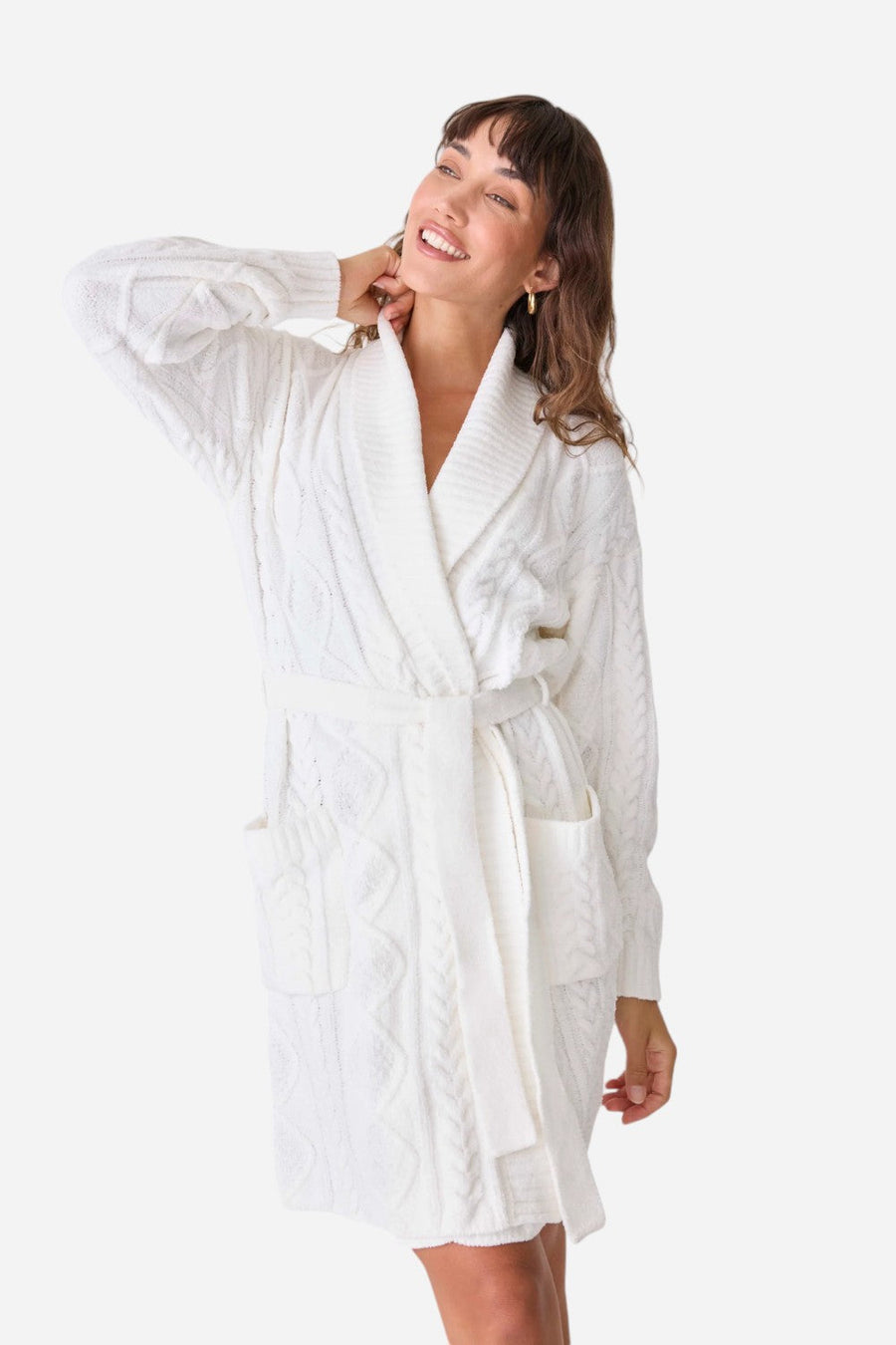 PJ Salvage Robe Cable Crew Ivory – back view