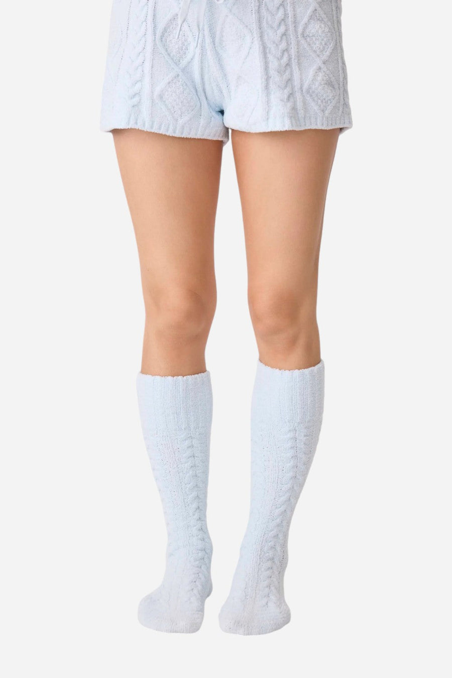 PJ Salvage Socks Cable Crew Blue Air – back view