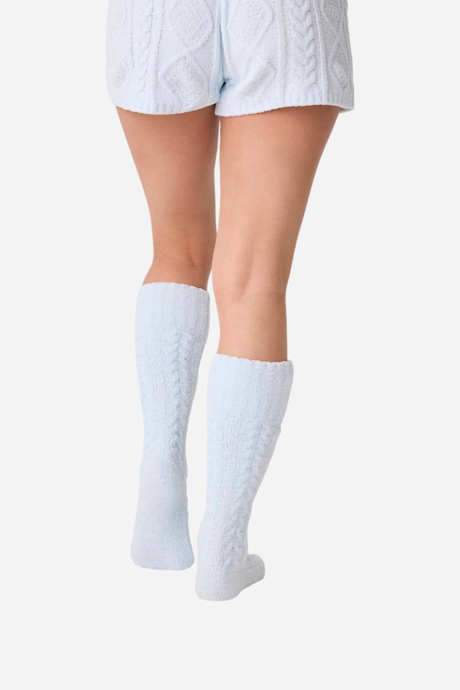 PJ Salvage Socks Cable Crew Blue Air – detail
