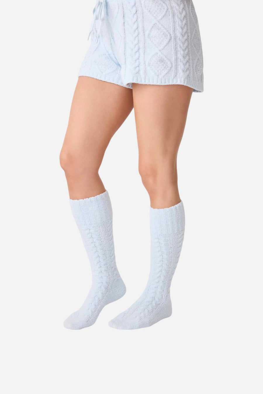 PJ Salvage Socks Cable Crew Blue Air – side view