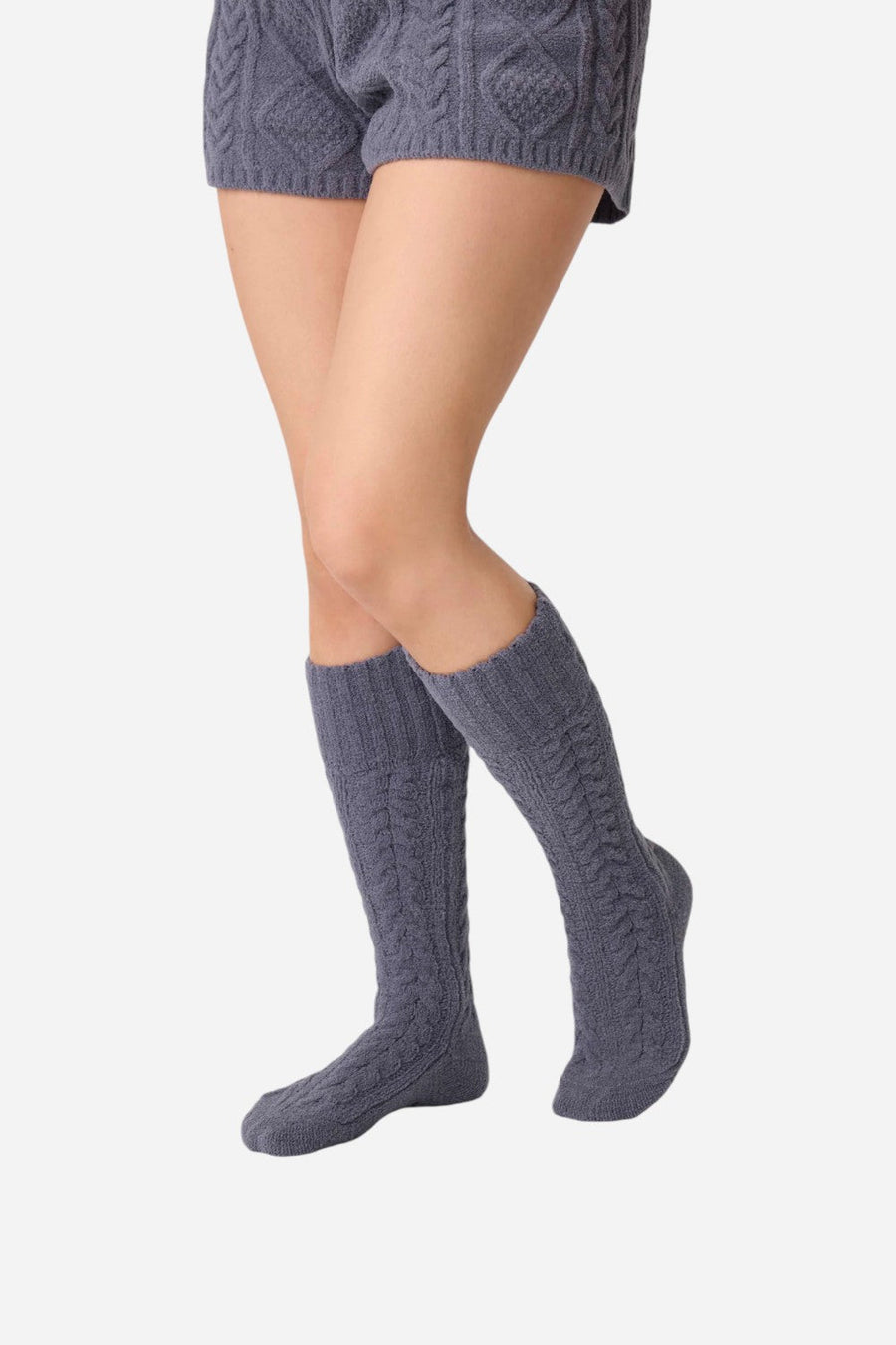 PJ Salvage Socks Cable Crew Charcoal – back view