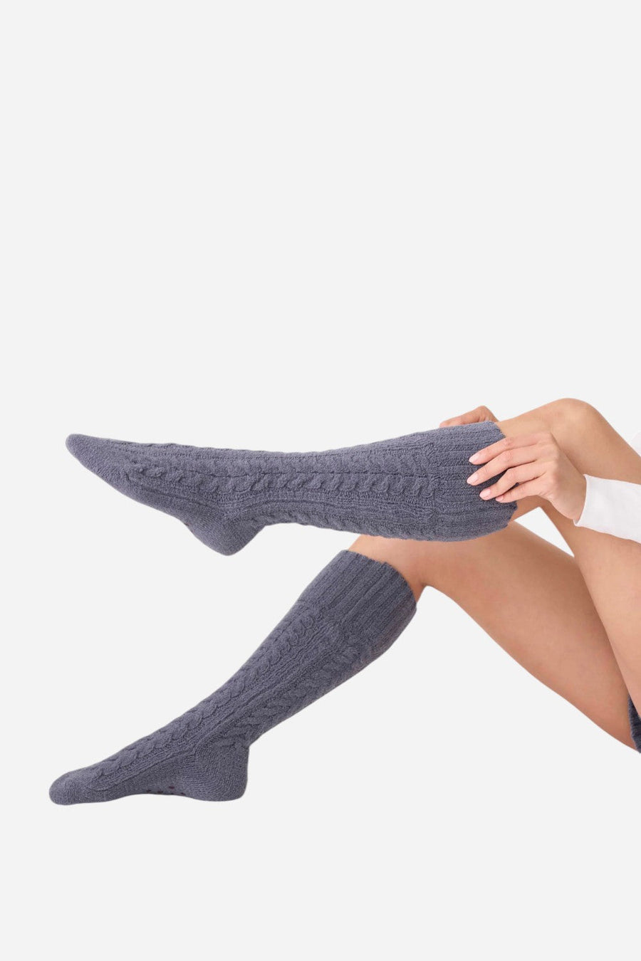 PJ Salvage Socks Cable Crew Charcoal – side view