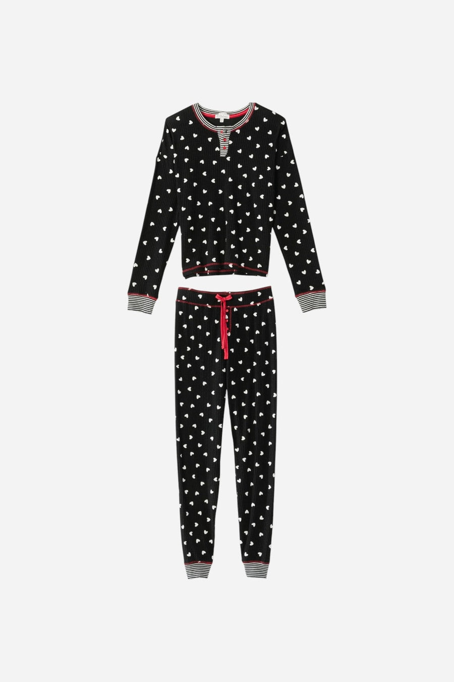 PJ Salvage Tiny Hearts Waffle Thermal Ski Jammie Set – side view