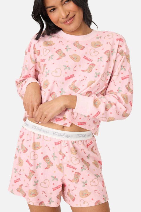 PJ Salvage Women's Bf Boxer Western Holiday Set