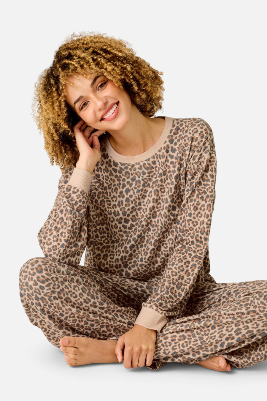 PJ Salvage Women's Boyfriend Boxer Wild Side Long Sleeve PJ Set in Smoke Gray – alternate