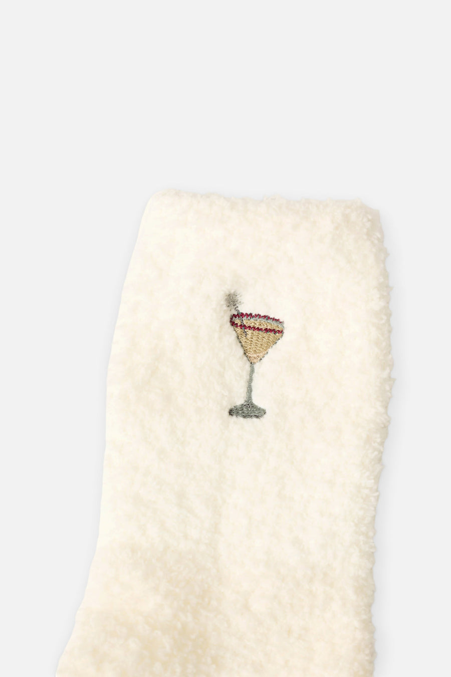 PJ Salvage Women's Holiday Martini Embroidered Socks in Afterglow – detail