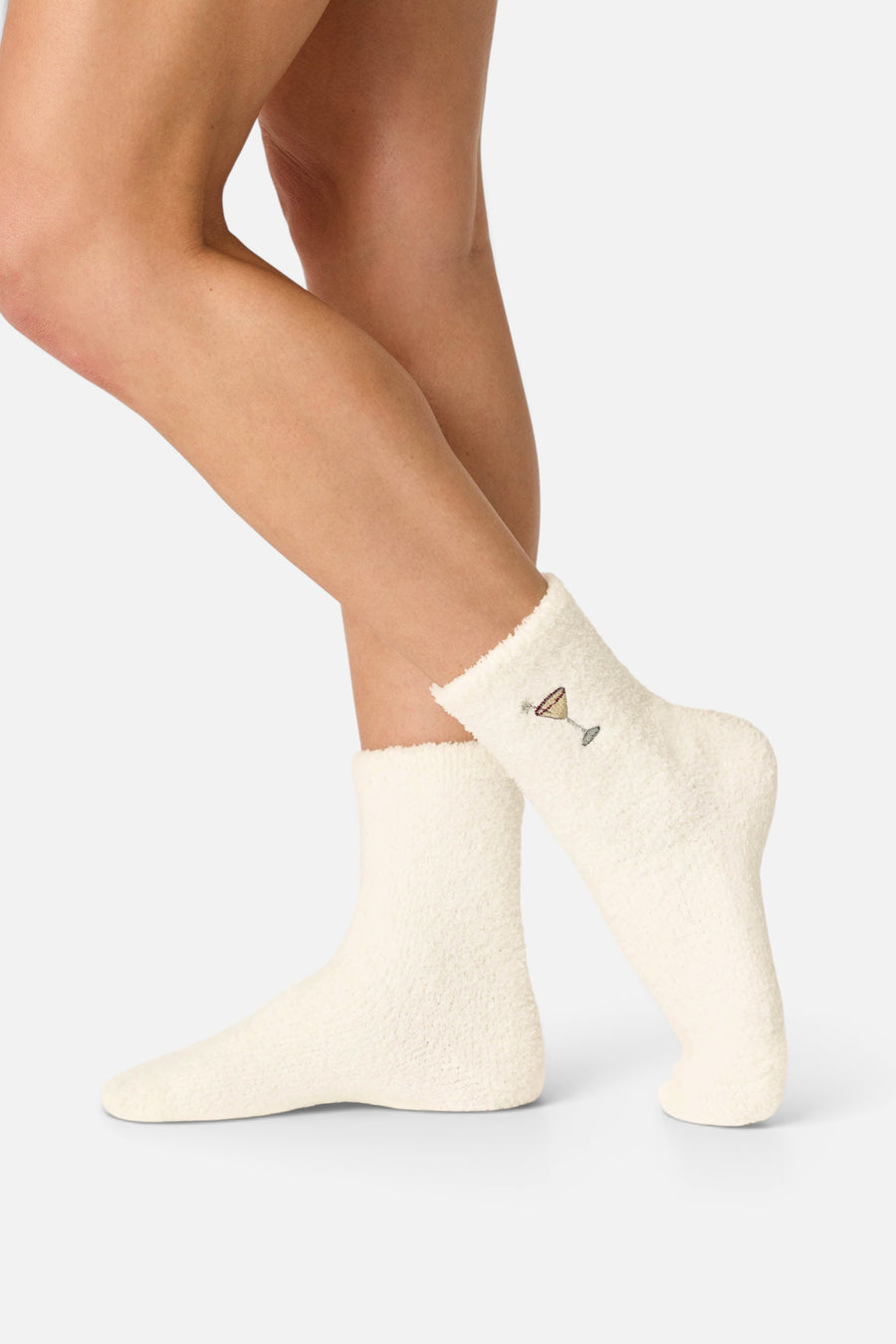 PJ Salvage Women's Holiday Martini Embroidered Socks in Afterglow – side view