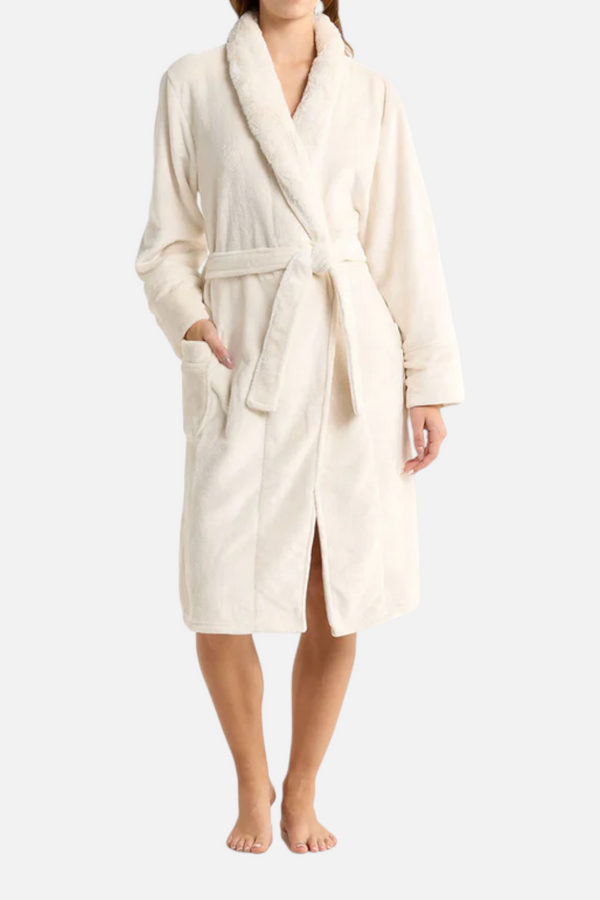 PJ Salvage Women's Luxe Plush Solid Robe in Natural
