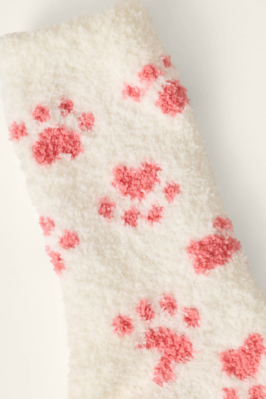 PJ Salvage Women's Pink Paw Print Socks in Ivory – detail