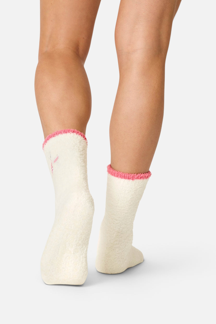PJ Salvage Women's Sip, Sip, Sparkle Embroidered Socks in White – back view