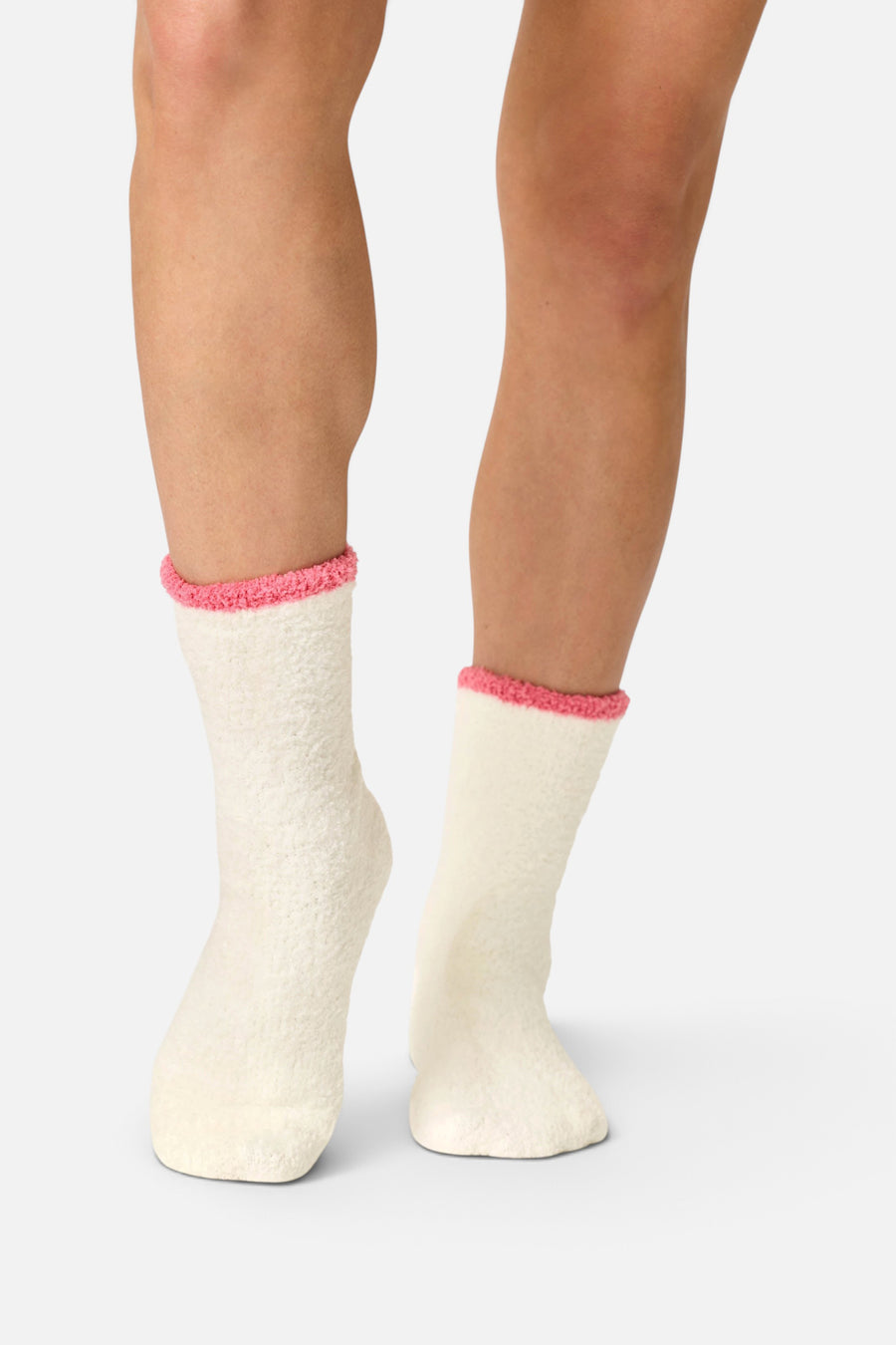 PJ Salvage Women's Sip, Sip, Sparkle Embroidered Socks in White – front view