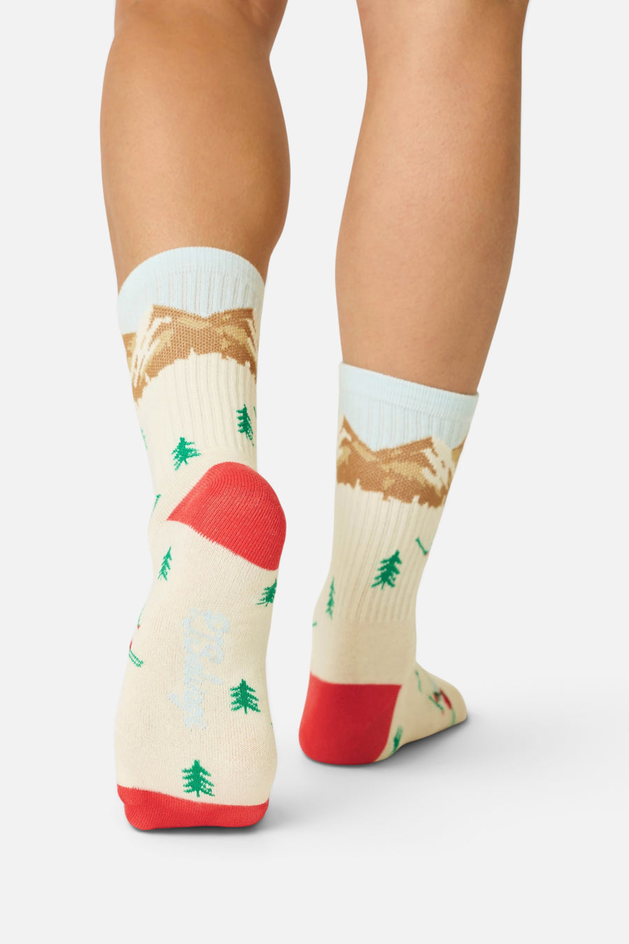 PJ Salvage Women's Snowy Mountainscape Crew Socks in Multi – back view