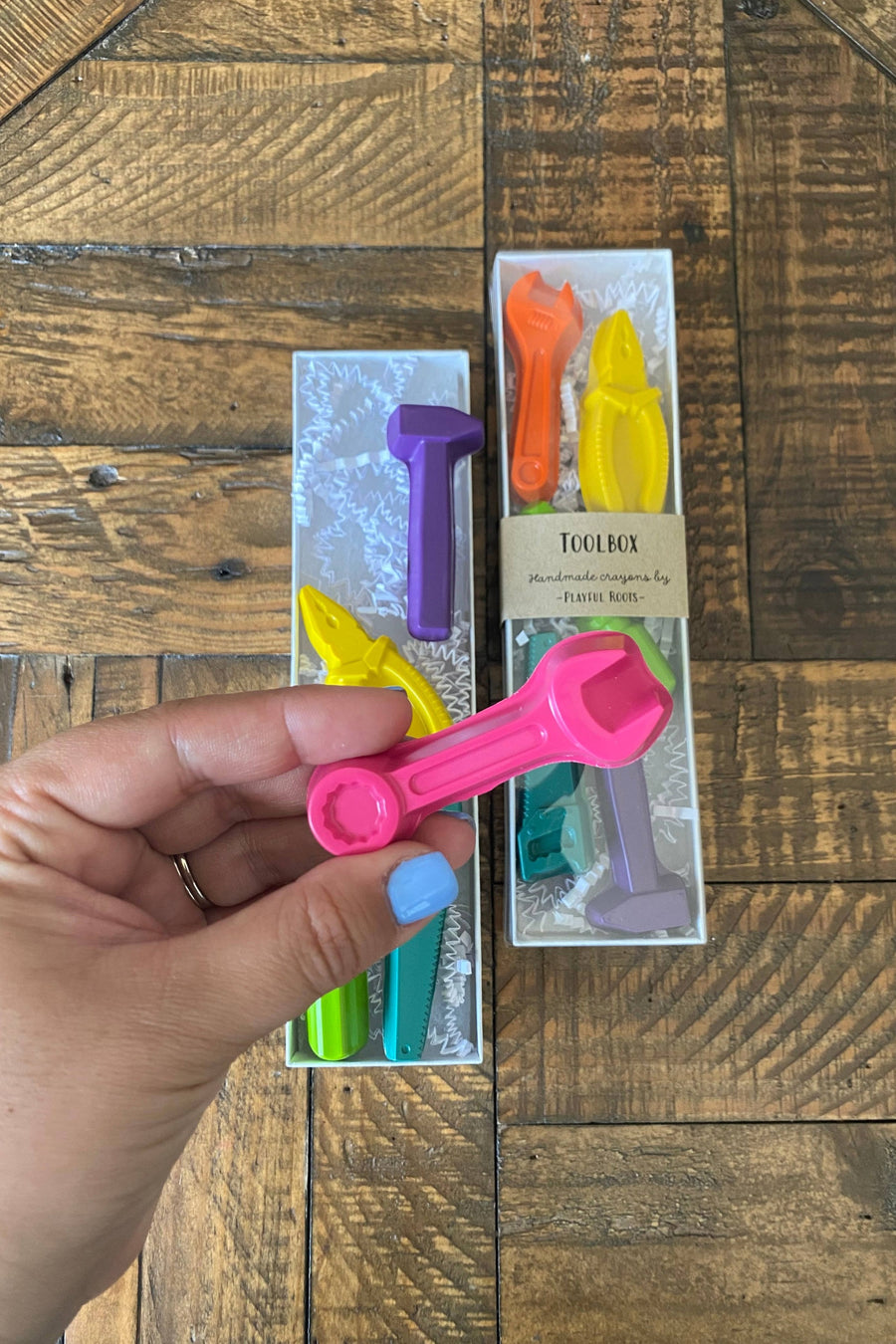 Playful Roots Toolbox Crayon Set in Primary Colors – front view