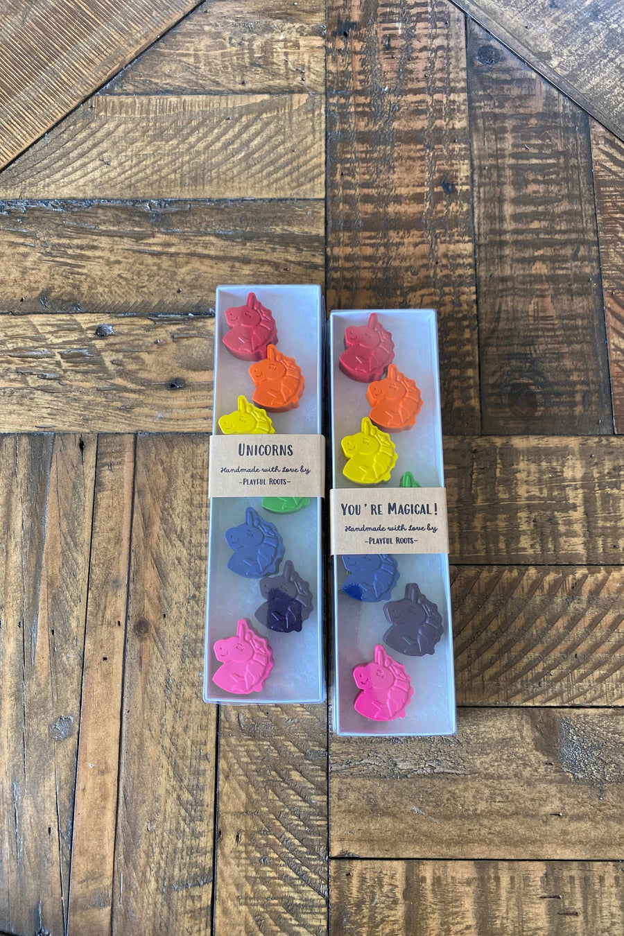 Playful Roots Unicorn Crayon Set – front view