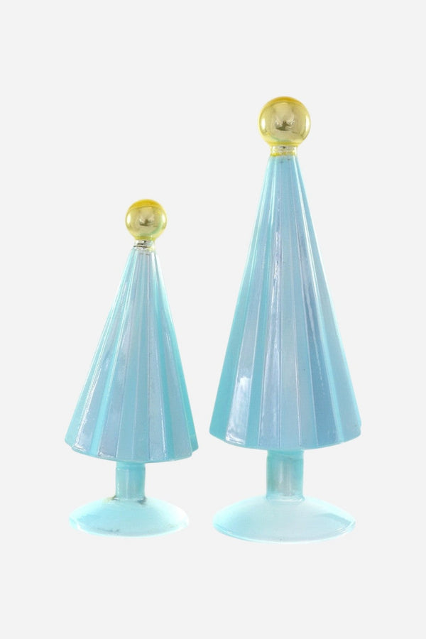 Pleated Tree in Sky & Gold, Set of 2