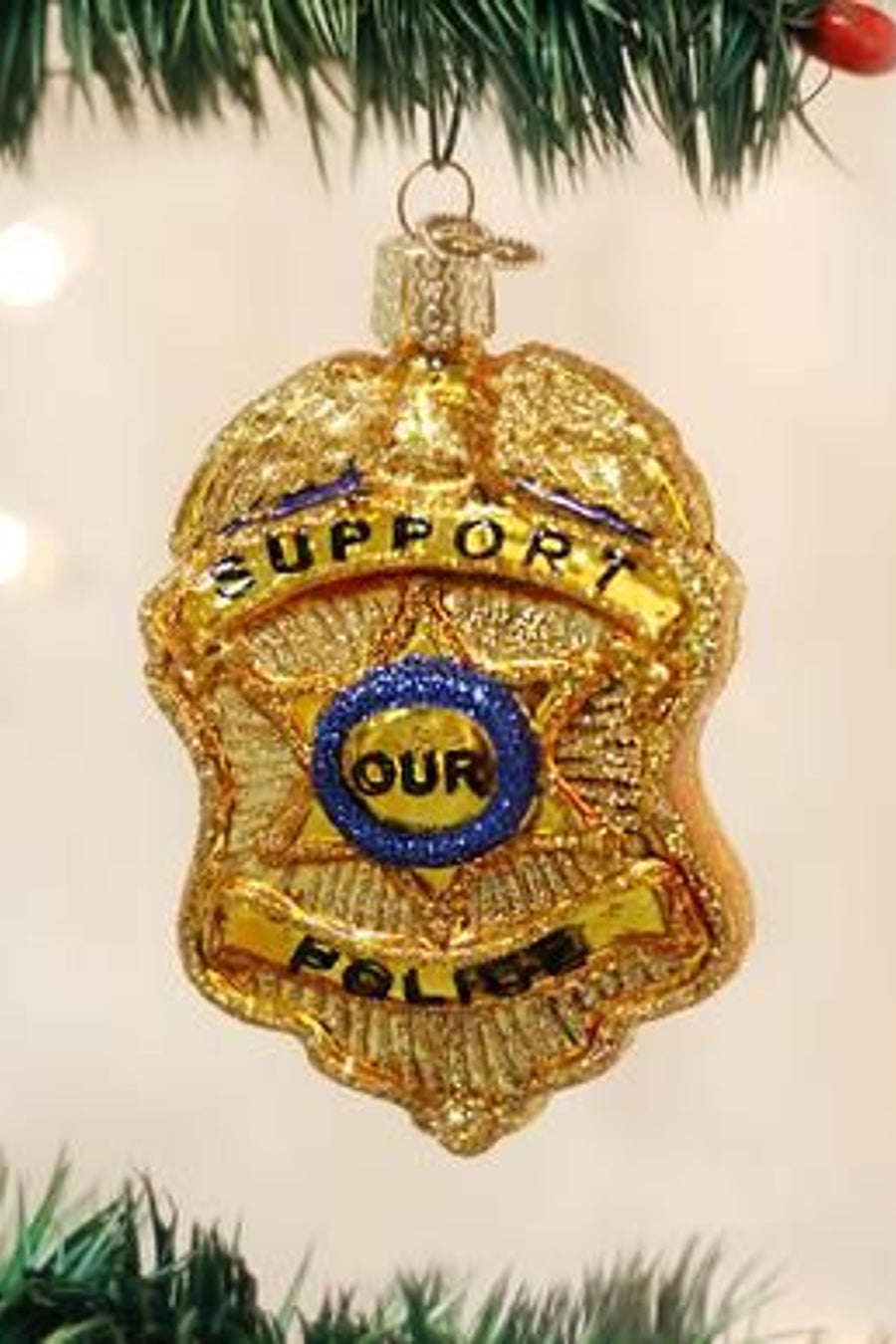 Police Badge Ornament – side view