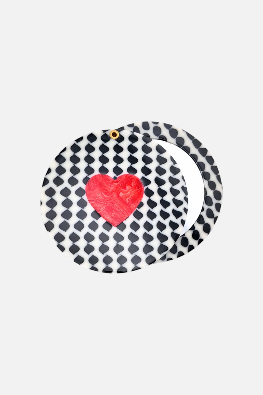 Solar Eclipse Polka Dot Heart Compact Mirror
