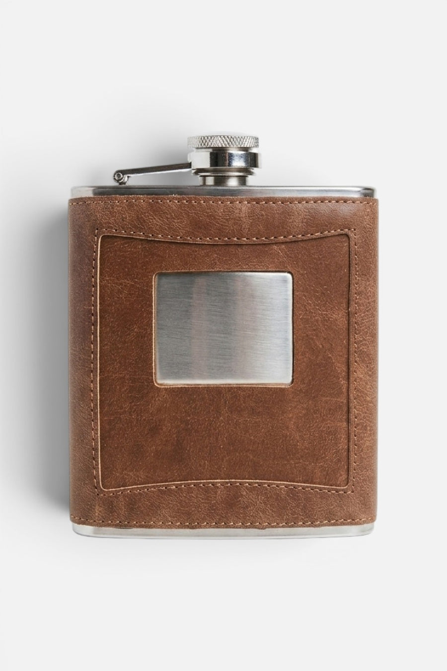 Leather Flask in Taupe