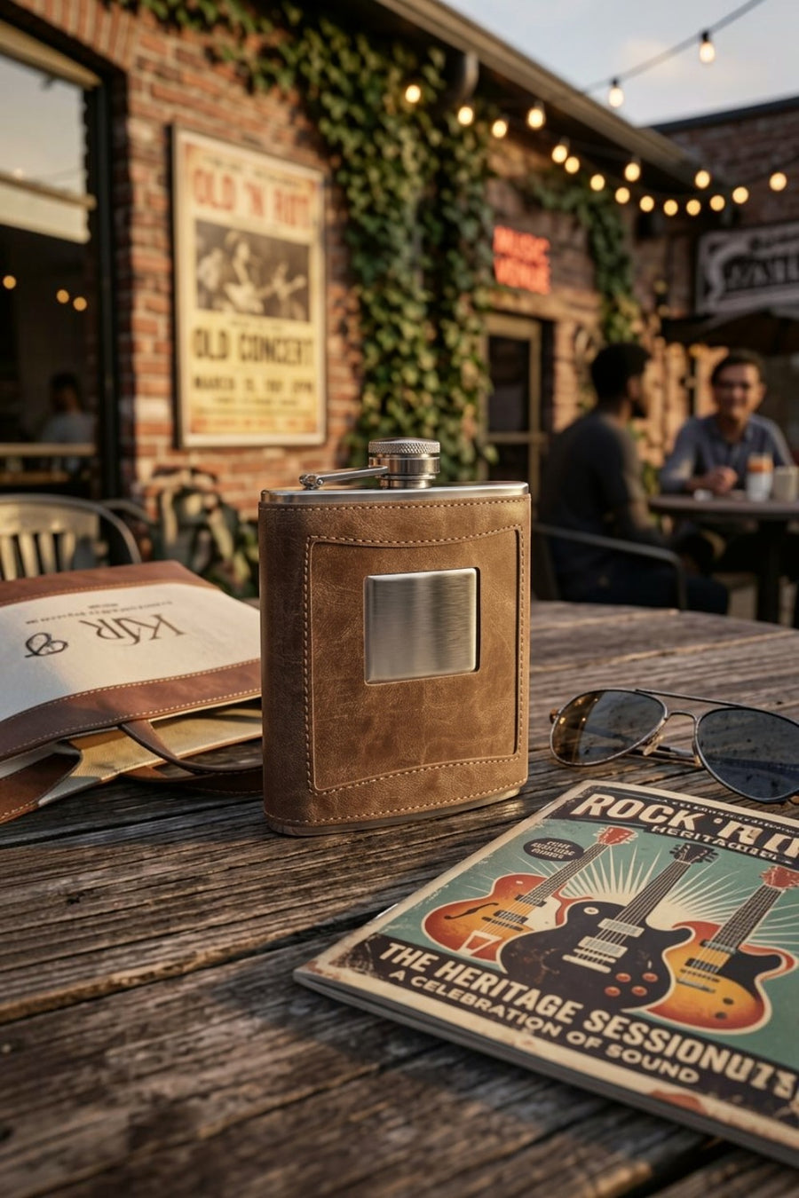 Leather Flask in Taupe