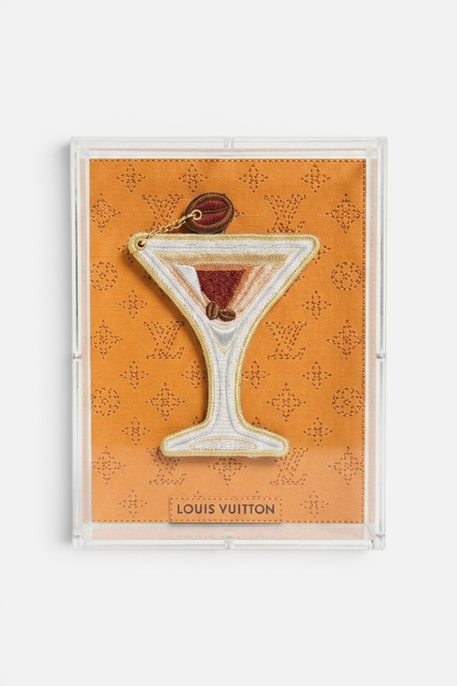 Stephen Wilson Studio Espresso Martini Louis Vuitton petite wall art, 6x8, framed front view.